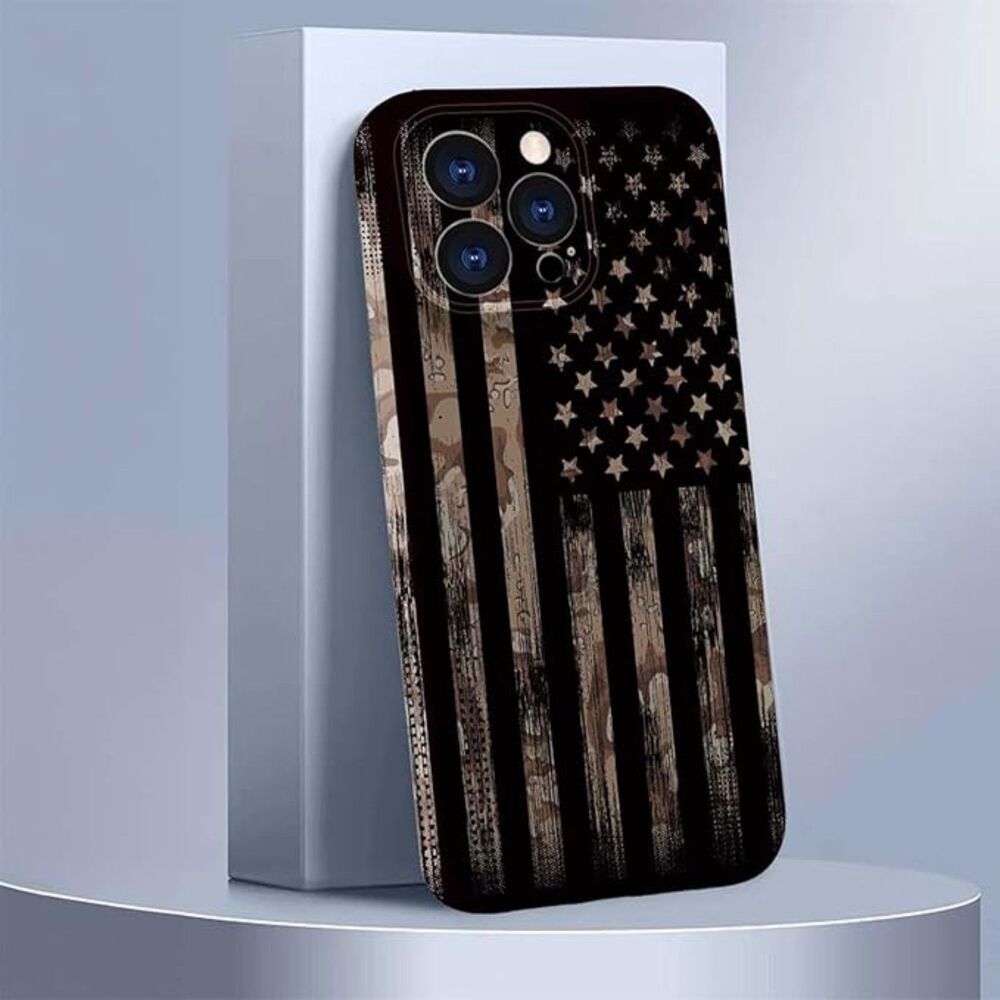 iPhone 15 Pro Case,American Flag Camo 3D Design Phone Case 6.1 Inch